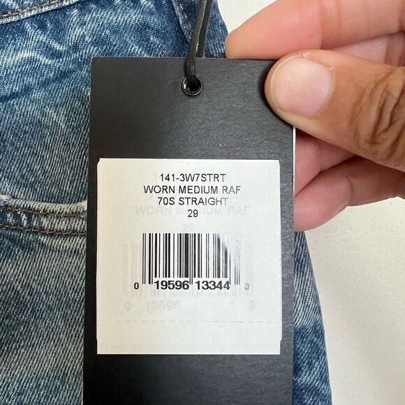 RE/DONE Worn Medium RAF 70s High-Rise Distressed Straight-Leg Jeans Size 29 - Picture 9 of 12